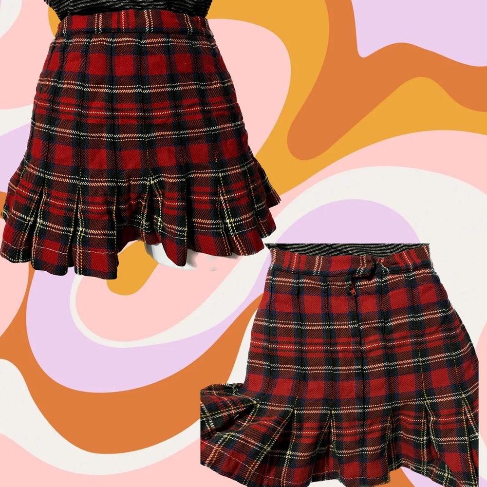 Homemade vintage 90s pleated plaid mini catholic schoolgirl skirt size small 4-6